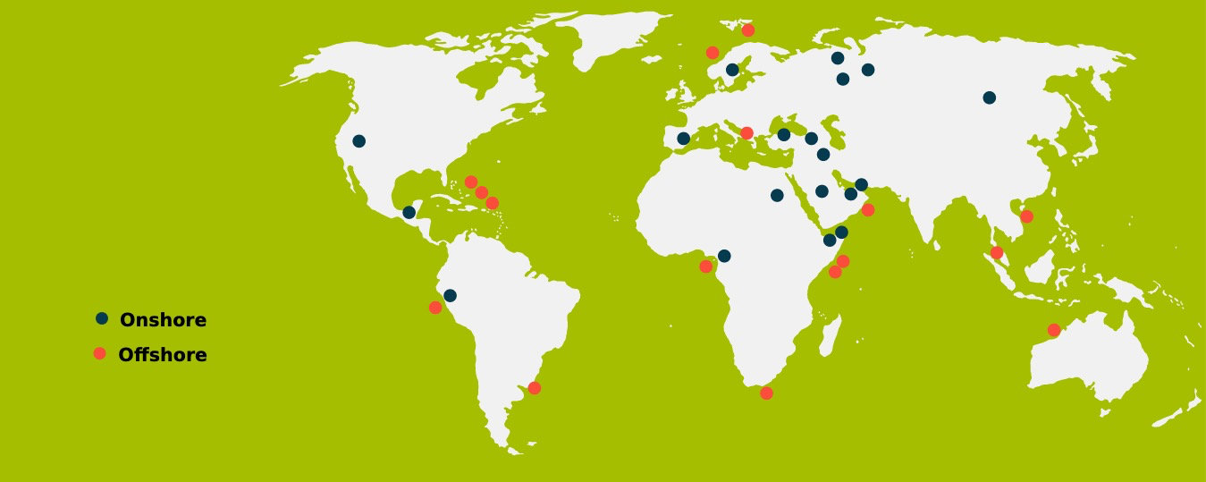 Weltkarte der GeoScan-Projekte — über 100 Projekte weltweit